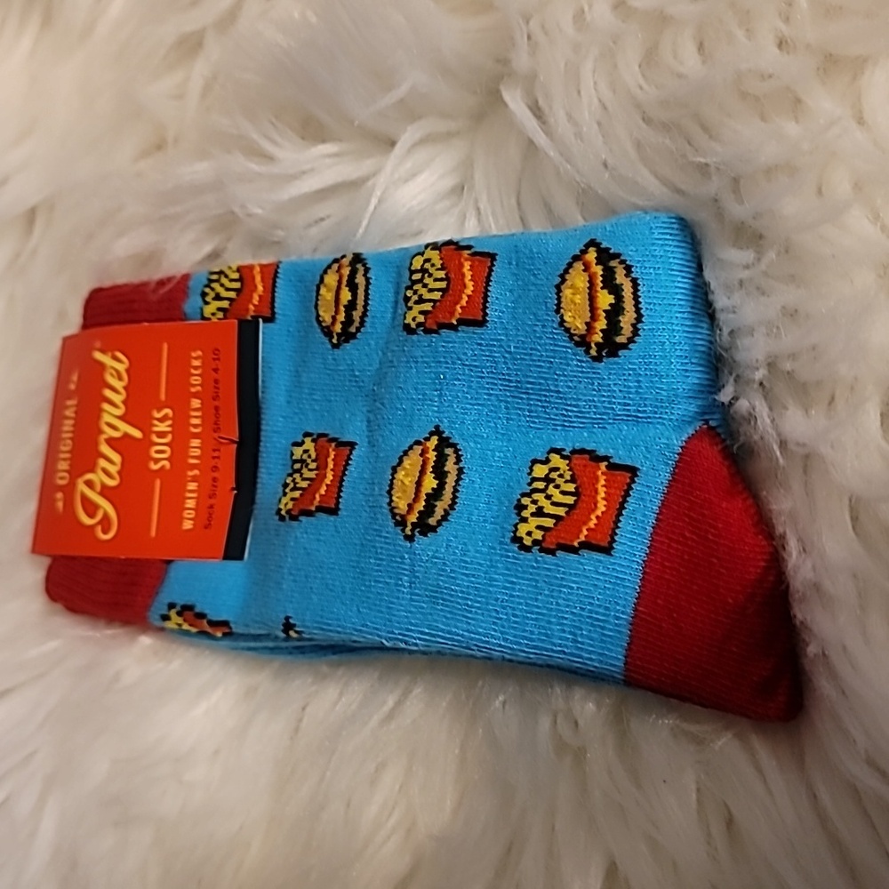 New Cheeseburger & Fries Ladies Novelty Socks
